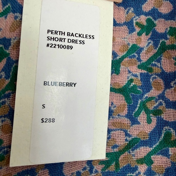 NWT MIRTH CAFTAN Perth Backless Short Dress Blueberry Print - Small - Picture 8 of 13